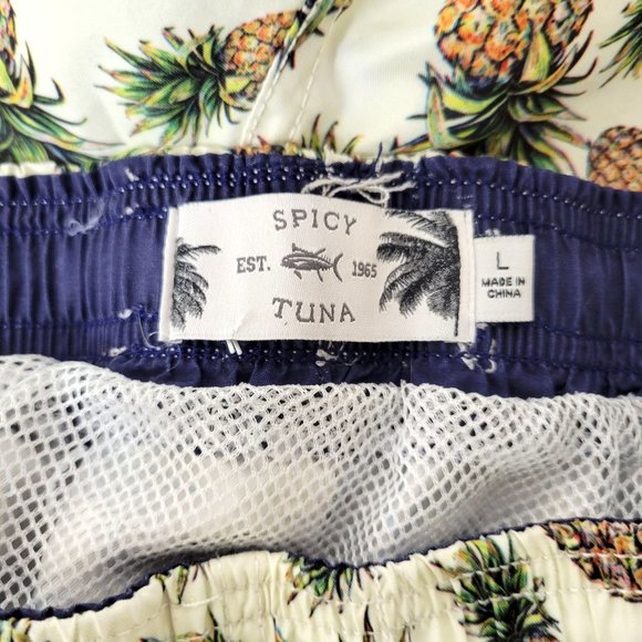 Spicy Tuna Pineapple Print Men's Swim Trunks - Picture 3 of 4